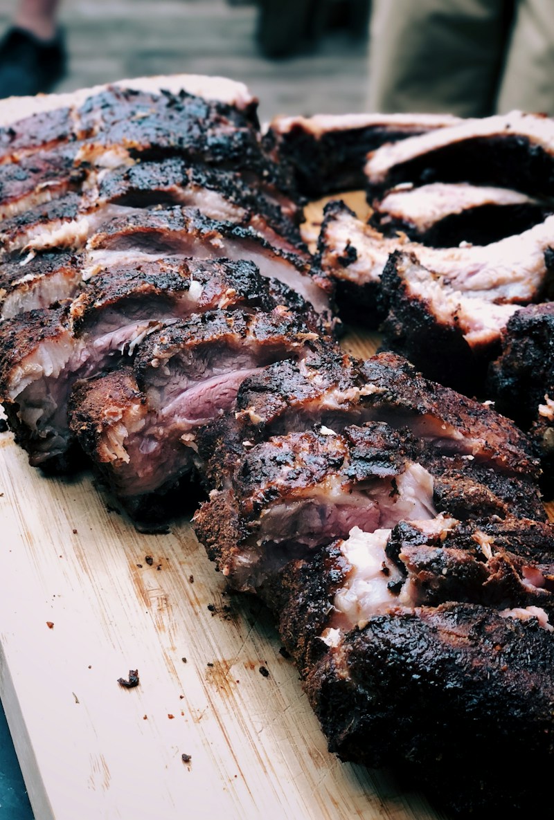 Smoked barbecue ribs and brisket