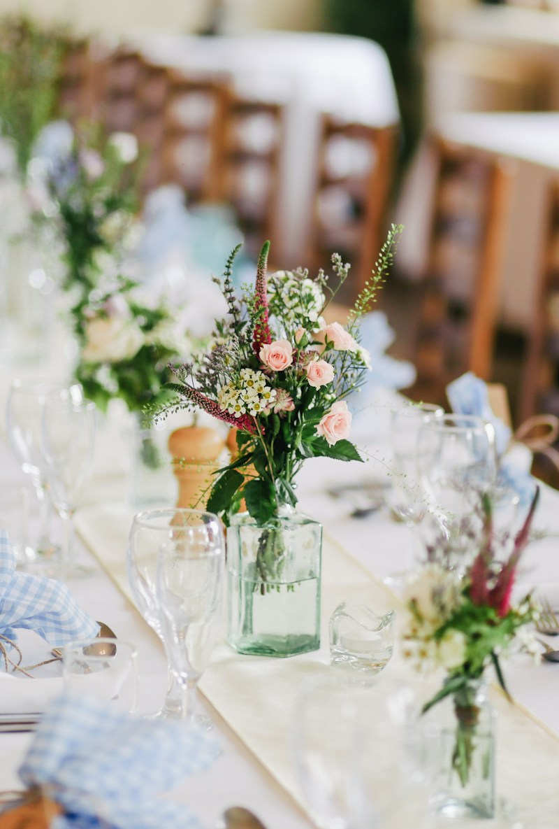 Outdoor lawn celebration and banquet setting