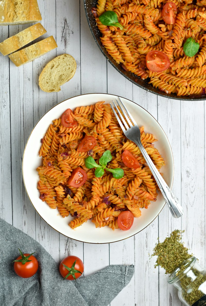 Penne pasta in rich creamy parmesan sauce