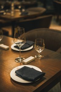 Elegant table setting with wine glasses